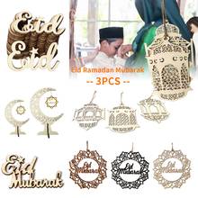 Decoración de Ramadán Kareem, colgante artesanal de madera, decoración Eid Mubarak para el hogar, suministros de fiesta musulmanes islámicos, regalo Eid al-adha 2024 - compra barato