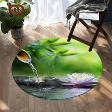 BeddingOutlet 3D Print Round Carpets for Bedroom Zen Garden Soft Floor Mat Flower Waterlily Lotus Play Mat Massage Stone Rug 2024 - buy cheap