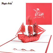 3D Ship Model Pop-Up Card Birthday Greeting Cards for Kids Business Postcard kirigami Handmade Gift 2024 - buy cheap