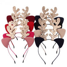 10 pçs/lote novo antlers rena bandana natal elk hairband acessórios de cabelo fecho fantasia vestir-se festa decoração 2024 - compre barato