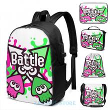 Mochila con estampado divertido de Splatoon 2 para hombre y mujer, morral escolar con carga USB, bolsa de viaje para ordenador portátil 2024 - compra barato