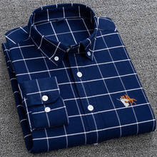 2021 de algodón de primavera y otoño camisa a cuadros camisa de manga larga de los hombres de moda coreana ajustada camisa rayada informal camisa de los hombres de alta calidad 2024 - compra barato