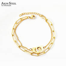 Asandroid pulseira de aço inoxidável 316l, bracelete vintage multicamadas para mulheres colar dourado/prata, joias de casal 2024 - compre barato
