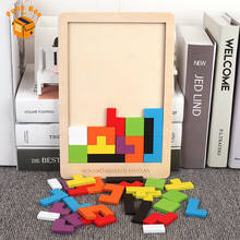 Kids Colorful Wooden 3D Puzzle Tetris Game Geometric Shapes Tangram Math Learning Educational Toys For Children 2024 - buy cheap