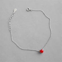 Pulseira linda prata 925 com coração vermelho, bracelete simples de personalidade sb65 2024 - compre barato
