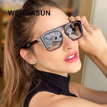 WERGASUN Oversized Sunglasses Women Big Frame Square Flat Top Gradient Lens Sun Glasses Female Vintage Mirror Shades UV400 2024 - buy cheap