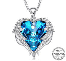 Monemel colar de cristal swarovski azul, coração de presente do dia dos namorados (ouro branco) 2024 - compre barato