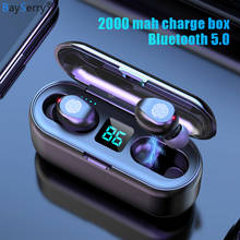 TWS 5,0 Bluetooth беспроводные наушники стерео спортивные музыкальные беспроводные наушники гарнитура 2000 мАч LED Power Bank для iPhone Samsung S9 2024 - купить недорого