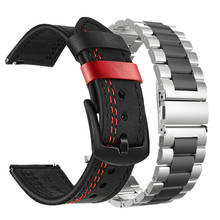 Ремешок кожаный для смарт-часов Amazfit GTS Bip U S GTR 42 мм, браслет из нержавеющей стали для huawei watch gt 2 42 мм 2024 - купить недорого