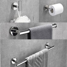 Accesorios de baño de acero inoxidable de plata brillante, Juego de 4 piezas, soporte de papel para barra de toalla, gancho para abrigo, anillo de toalla, juegos de baño para ducha 2024 - compra barato