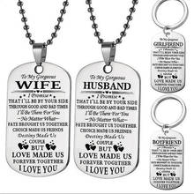 Engraved Letters Pendant Gift Wife Husband Boyfriend Girlfriend Couples Jewelry Military Necklace Valentine's Day Present 2024 - buy cheap