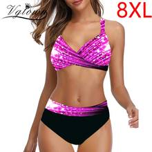 Conjunto de Bikini de talla grande para mujer, bañador Sexy con estampado, ropa de baño femenina con Push-Up, traje de baño brasileño de talla grande 8XL, 2020 2024 - compra barato