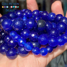 Natural Faceted Blue Chalcedony Spacer Loose Round Bead For Jewelry Making 4-10 MM DIY Bracelets Accessories Wholesale 15" 2024 - buy cheap