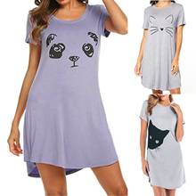 Новинка 2021, Летнее мини-Платье Sagace, женские ночные рубашки, ночные рубашки с коротким рукавом, одежда для сна с принтом, милые рубашки для сна, летние рубашки 2024 - купить недорого