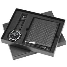 Reloj de cuarzo con correa de cuero para hombre, pulsera con esfera luminosa, conjunto de regalo para novio, papá y marido 2024 - compra barato