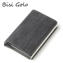 BISI GORO New RFID Blocking Card Holder Anti-theft Clutch Single Box Men Women Wallet 2021 Denim Business Pop-up Metal ID Case 2024 - buy cheap