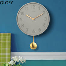 Relógio de luxo 3d de parede, pêndulo de cimento, decoração criativa, mesa cinza, arte simples, nórdico, antiguidade 2024 - compre barato