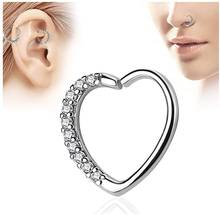 14G 16G Nose Ring Hoop CZ Heart Daith Tragus Helix Cartilage Ear Body Piercing  Surgical Steel Heart Ring Piercing Body Jewelry 2024 - buy cheap