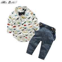 Newborn Baby Boy Clothing Set Fashion Cartoon High Quality Kids Gentleman 0-3Y Boys Clothing Bodysuit+Belt Pants Kids Outfits 2024 - buy cheap