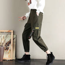 Pockets neon green cargo pants women high waist streetwear trousers high waist oversize 2022 spring sweatpants fashion 2024 - buy cheap