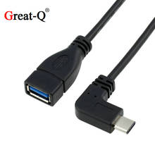Great-Q  Type-C OTG to USB Female adapter USB3.0 90 Degree Right Angled elbow bending short 20cm 2024 - buy cheap
