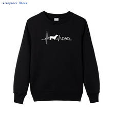 heartbeat pulse line dachshund teckel dad dog gift sweatshirts Customize hoodies O Neck Standard Fitness Winter Autumn pullovers 2024 - buy cheap