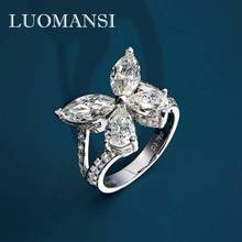 Luomansi 18K White Gold Rings Luxury S925 Silver Zircon Diamond Butterfly Ring Super Flash Engagement Wedding Jewelry 2024 - buy cheap