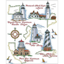 Map historical lighthouse Counted Cross Stitch 11CT 14CT 18CT DIY Cross Stitch Kits Embroidery Needlework Sets home decor 2024 - buy cheap