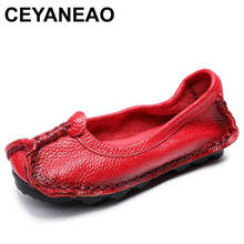 Ceyaneao 2019 primavera artesanal couro natural sapatos planos para mulher, sem laço, salto baixo, sapatos de verão vintage 2024 - compre barato
