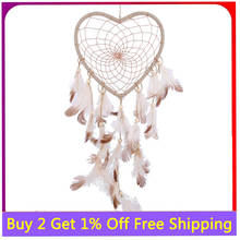 Fancy Dream Catcher String Hollow Hoop Heart Shape Pendant Feathers Handmade Night Light Wall Hanging Home Decor Gift 2024 - buy cheap