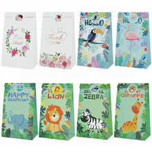 12pcs Stand Up Paper Bag Animals Flowers Candy Bag with Sticker Wedding Birthday Party Treat Gift Package Decoration Baby Shower 2024 - buy cheap