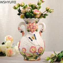 WSHYUFEI European swan vase Modern Simple Living Room Home decor Dried flower decorative items Office Ornament Ceramics vase 2024 - buy cheap