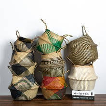 Seagrass Woven Storage Basket Flower Pot Natural Rattan Organizer  Plant Toys Holder Laundry Container Home Decoration 2024 - buy cheap