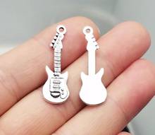 30pcs/lot--30x10mm Antique Silver Plated Guitar Charms Music Pendants For DIY Supplies Jewelry Making Finding Accessories 2024 - buy cheap