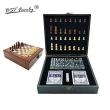 BSTFAMLY Folding Carving Wooden Chess Set Portable Chess Game Poker Domino Dice 4 in 1 Family or Outdoor Entertainment Game I63 2024 - buy cheap