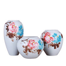 Jingdezhen-florero de cerámica pintado a mano para decoración de casa, diseño Zen, pequeño, tres juegos de adornos de flores 2024 - compra barato