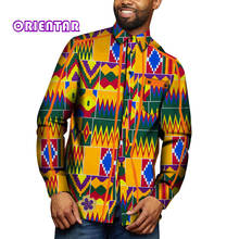 Casual Men African Shirt African Print Long Sleeve Turn-down Collor Shirt with Line Patchwork Applique African Clothes WYN1117 2024 - buy cheap