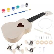 21 Inch Soprano Ukulele DIY Kit Basswood Hawaii Guitar with Heart Shape Hole for Handwork Painting Parents-child Campaign Hot 2024 - buy cheap