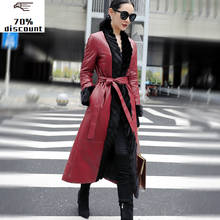 Jaqueta de couro genuíno de vison verdadeiro, casaco com gola coreana para inverno 2020, casaco de pele de carneiro longo my3743 2024 - compre barato