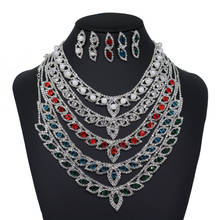New Wedding Rhinestone Jewelry Sets for Charming Women Dresses Dating Accessories Green Crystal Pearl Necklace Earrings Sets 2024 - buy cheap