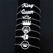12 Pieces Mixed Styles Crown Tiara King Queen Bracelet Stainless Steel Wristband Women Men Jewelry Adjustable Length Wholesale 2024 - buy cheap