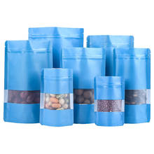 Wholesale 100pcs Blue Aluminum Foil Window Zip Lock Bag Resealable Dried Fruits Juice Powder Snack Coffee Heat Sealing Pouches 2024 - buy cheap