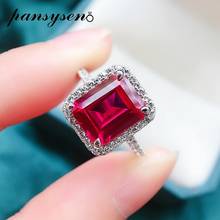 PANSYSEN Vintage 100% 925 Sterling Silver Ruby Emerald Gemstone Diamond Rings Female White Gold Color Anniversary Fine Jewelry 2024 - buy cheap