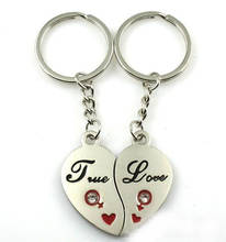 5Pairs/lot Couple Keychain Love Hearts Shape Key Ring Lovers Love Key Chain Engraved Souvenirs Valentine's Day gift Wholesale 2024 - buy cheap
