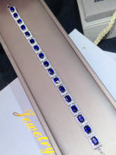 Pulsera de zafiro azul de lujo para mujer, joyería de plata, Gema natural más gruesa, cadena de plata, regalo de cumpleaños, piedra de nacimiento 2024 - compra barato