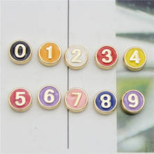 Julie Wang-juego de 10 unids/set de cuentas de número de esmalte, espaciador redondo colorido de tono dorado, pulsera de cuentas, accesorio para hacer joyas 2024 - compra barato