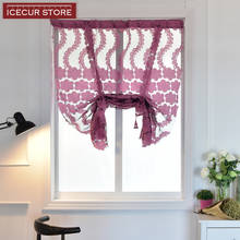 ICECUR Short curtains for kitchen window small valance jacquard fabrics sheer roman curtain panel tulle window treatment 2024 - buy cheap