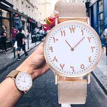 Vansvar marca mulher rosa ouro mesh números árabes relógios de pulso de quartzo de aço inoxidável luxo relogio feminino 2024 - compre barato