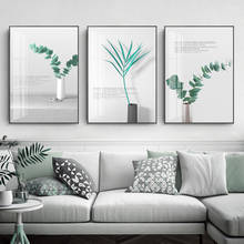 Pintura nórdica en lienzo con letras, impresiones modernas, carteles artísticos de hojas de plantas, imágenes artísticas verdes para pared, póster sin marco para sala de estar 2024 - compra barato