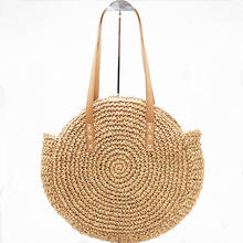New Style 43cm  Large Tote Bags Round Straw Bag Shoulder WOMEN'S Bag Beach Bag Holiday Beach Bohemia 2024 - buy cheap